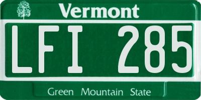 VT license plate LFI285