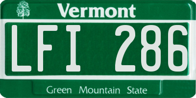 VT license plate LFI286