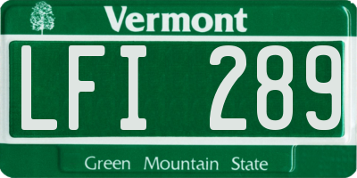 VT license plate LFI289
