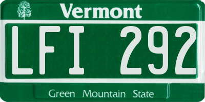 VT license plate LFI292