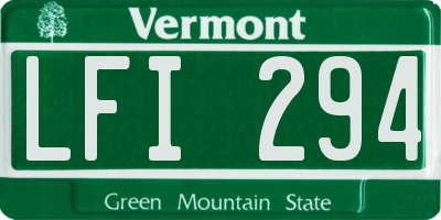 VT license plate LFI294