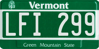 VT license plate LFI299