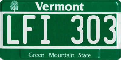 VT license plate LFI303