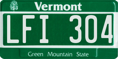 VT license plate LFI304