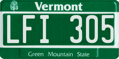 VT license plate LFI305