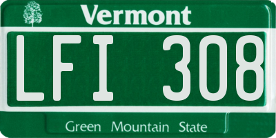 VT license plate LFI308