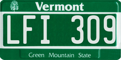 VT license plate LFI309