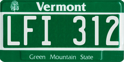 VT license plate LFI312