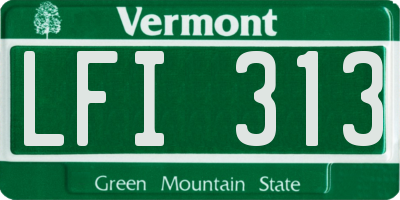 VT license plate LFI313