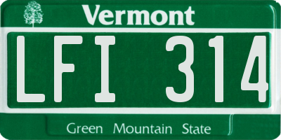VT license plate LFI314