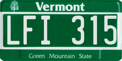 VT license plate LFI315