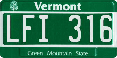 VT license plate LFI316