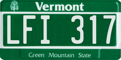 VT license plate LFI317