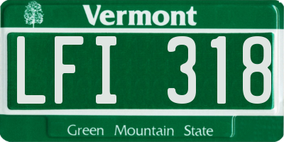 VT license plate LFI318