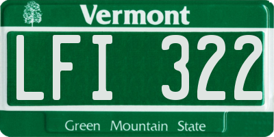 VT license plate LFI322