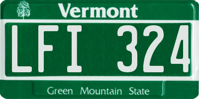 VT license plate LFI324