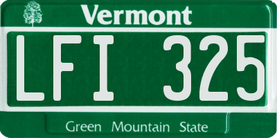 VT license plate LFI325
