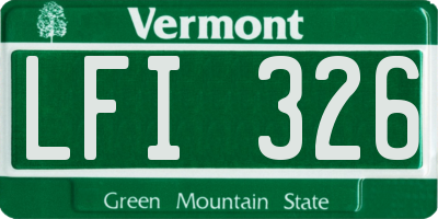 VT license plate LFI326