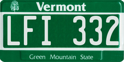 VT license plate LFI332