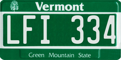 VT license plate LFI334
