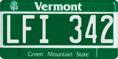 VT license plate LFI342