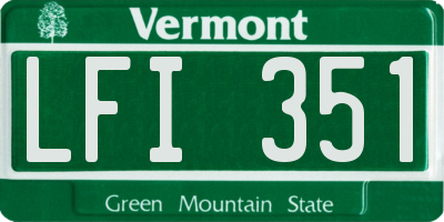 VT license plate LFI351