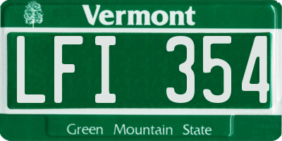 VT license plate LFI354