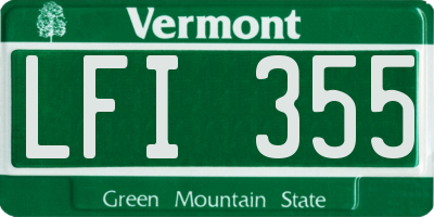VT license plate LFI355