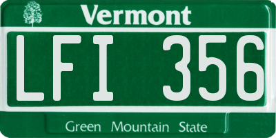 VT license plate LFI356