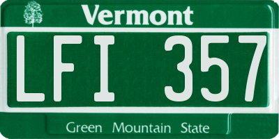 VT license plate LFI357