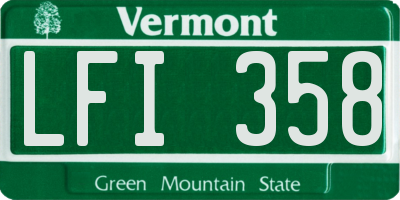 VT license plate LFI358