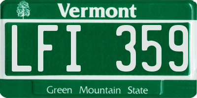 VT license plate LFI359