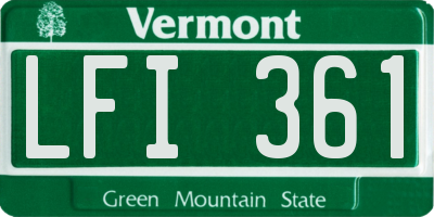 VT license plate LFI361