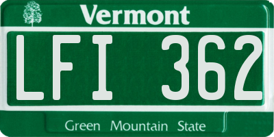 VT license plate LFI362
