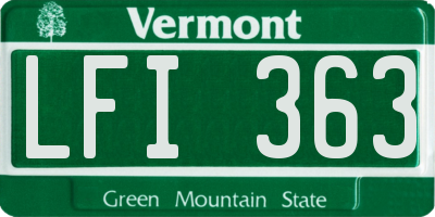 VT license plate LFI363