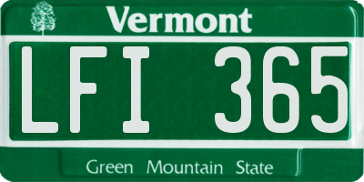 VT license plate LFI365