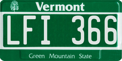VT license plate LFI366