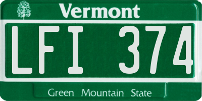 VT license plate LFI374