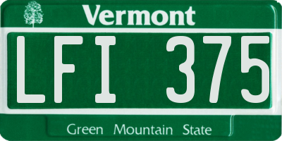 VT license plate LFI375