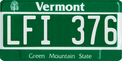 VT license plate LFI376