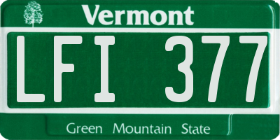 VT license plate LFI377
