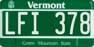 VT license plate LFI378