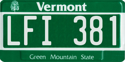 VT license plate LFI381