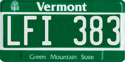 VT license plate LFI383
