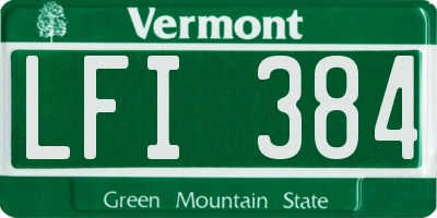 VT license plate LFI384
