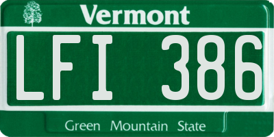 VT license plate LFI386