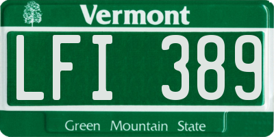 VT license plate LFI389