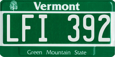 VT license plate LFI392