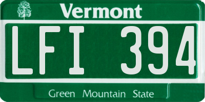 VT license plate LFI394