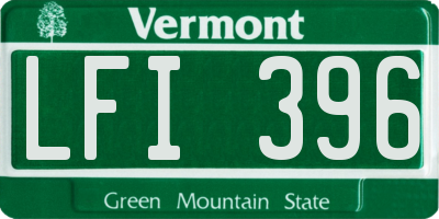 VT license plate LFI396